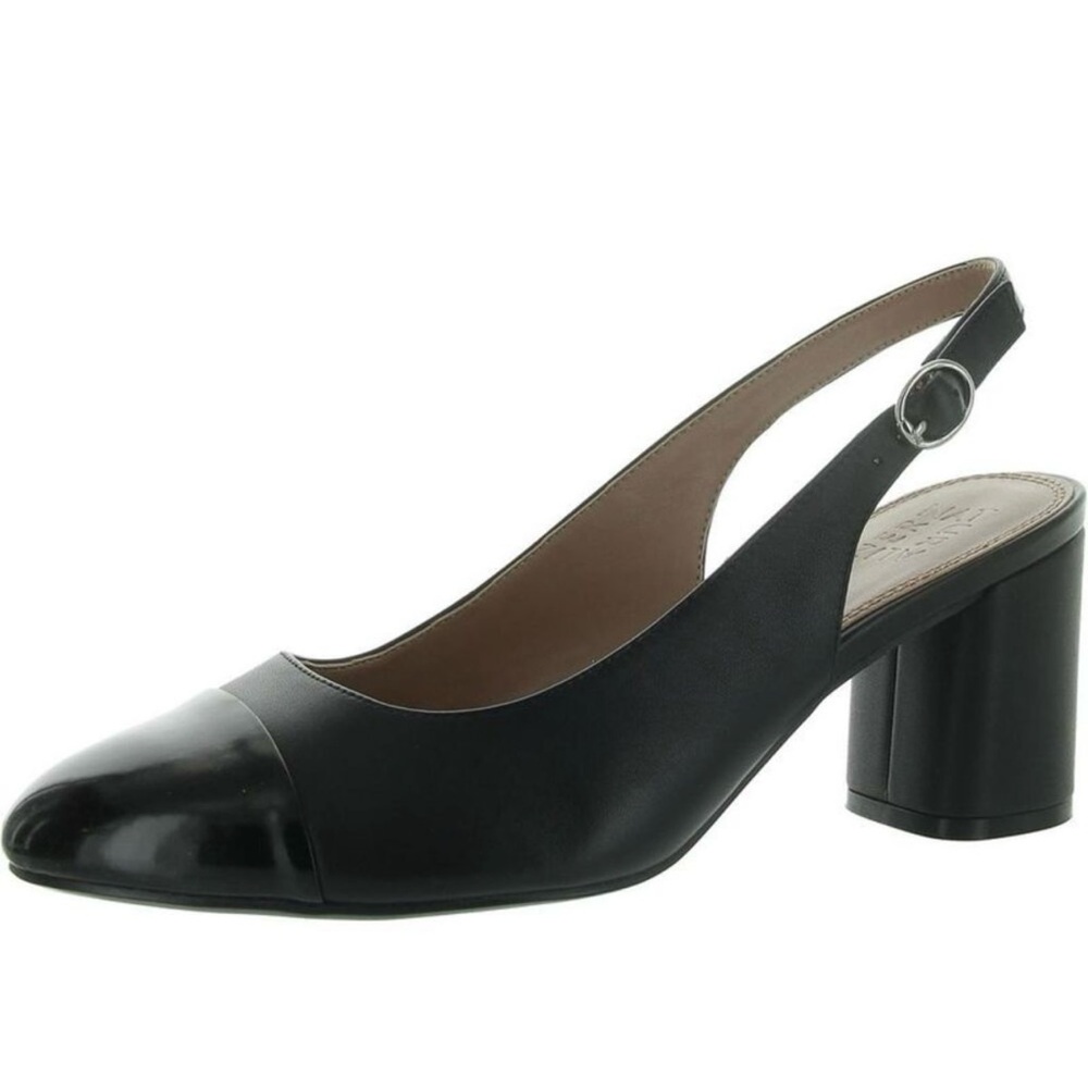 Women’s NATURALIZER Sophie Black Leather Slingback Pumps Heels Dress Shoes - Picture 2 of 8